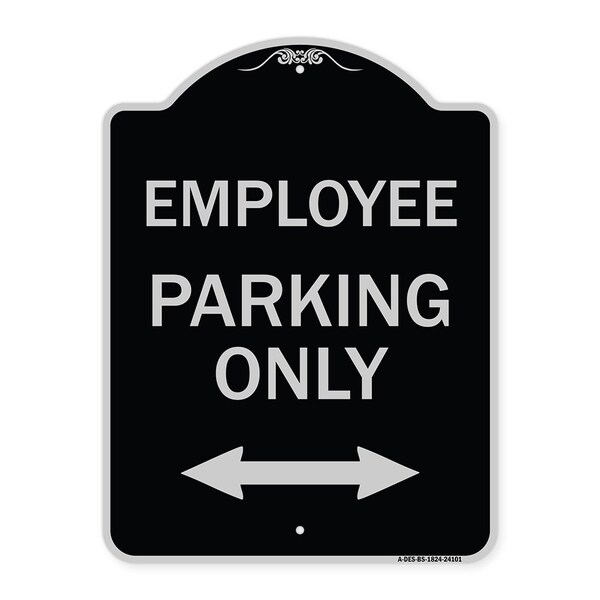 Employee Parking W/ Bi-Directional Arrow Heavy-Gauge Aluminum Sign, 24" x 18", BS-1824-24101
